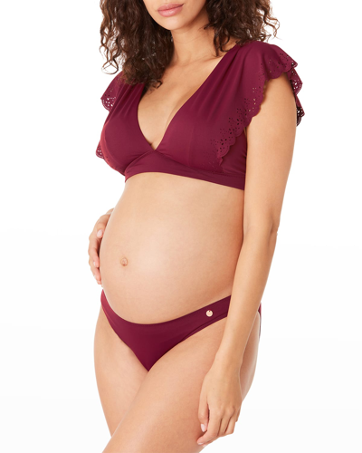 Shop Cache Coeur Maternity Bloom 2-piece Bikini Set In Burgundy