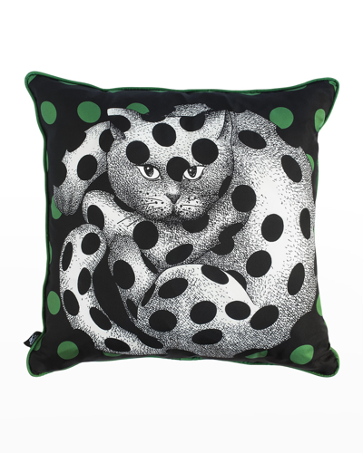 Shop Fornasetti Silk Cushion High Fidelity Spotted Cat