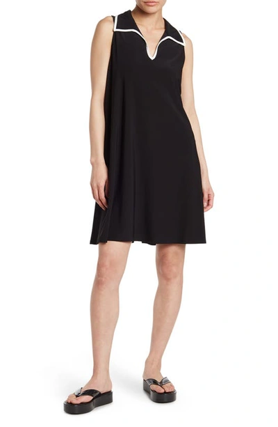 Shop Tash And Sophie Contrast Piped Dress In Black/ Wh