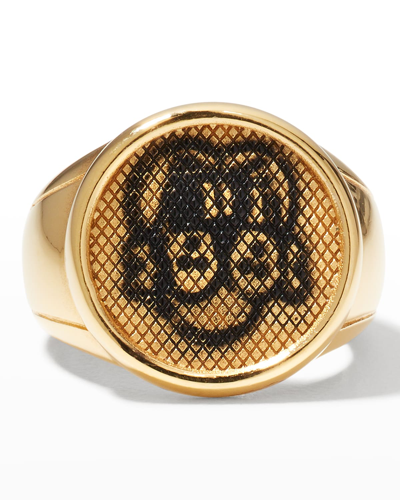 Shop Givenchy X Chito Men's Finesse Pup Signet Ring In Golden Yellow