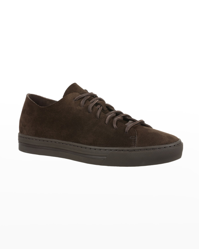 Shop Vince Men's Collins Suede Tone-on-tone Low-top Sneakers In Expresso
