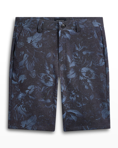 Shop Bugatchi Men's Theo Ooohcotton Tech Shorts - Floral In Charcoal