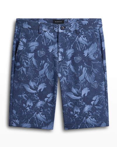 Shop Bugatchi Men's Theo Ooohcotton Tech Shorts - Floral In Indigo