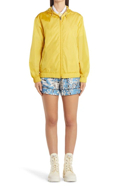 Moncler Botanical Motif Drawstring Waist Mini Shorts In 706 Blue White