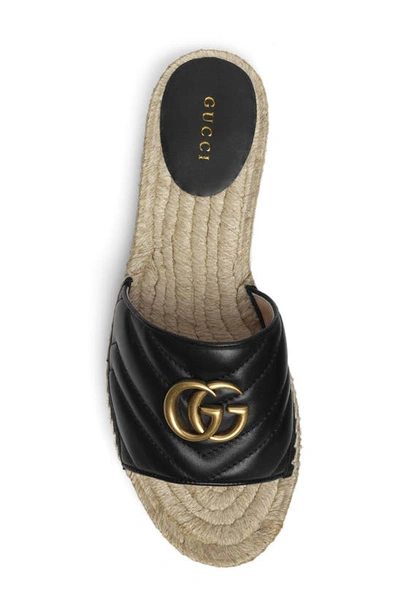 Shop Gucci Pilar Gg Matelassé Espadrille Slide Sandal In Black