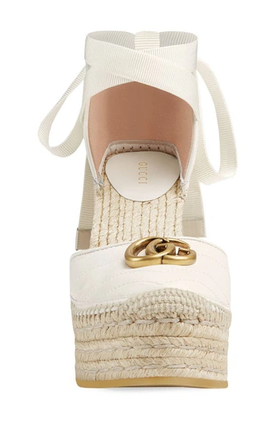 Shop Gucci Palmyra Ankle Tie Espadrille Wedge In White