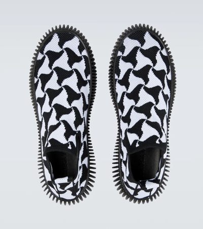 Shop Bottega Veneta Ripple Slip-on Sneakers In Black-optic White