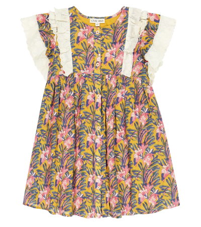 Louise Misha Kids Elisabeth Floral Organic Cotton Dress In Honey Flowers