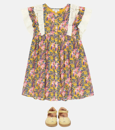 Louise Misha Kids Elisabeth Floral Organic Cotton Dress In Honey Flowers
