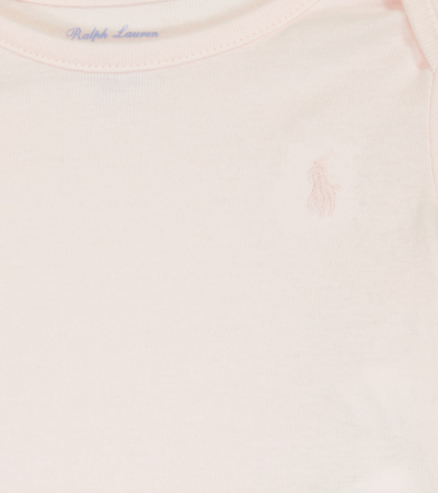 Shop Polo Ralph Lauren Baby Logo Cotton Bodysuit In Ribdelicate Pink