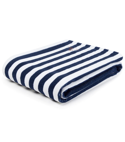 Shop Loro Piana Striped Cotton Towel In Blue Soft Stripe