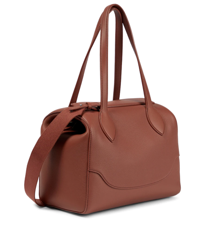 Shop Loro Piana Sesia Happy Day Medium Leather Shoulder Bag In Kummel Lp