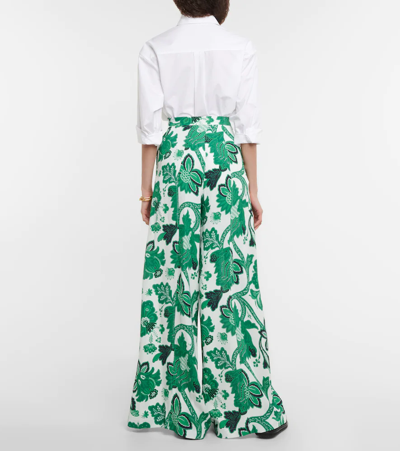Shop Etro High-rise Wide-leg Printed Pants In Verde