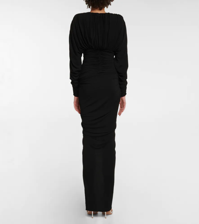 Shop Alexandre Vauthier Ruched Jersey Maxi Dress In Black