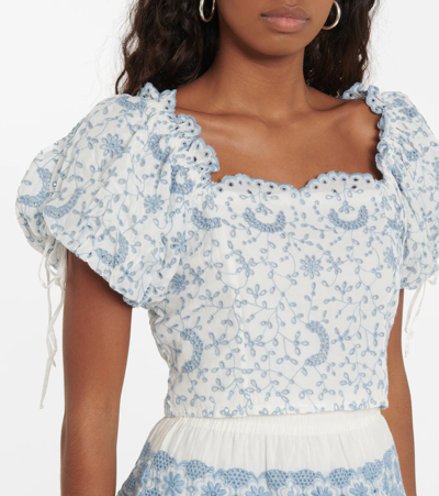 Loveshackfancy Melina Top In Ivory Shore