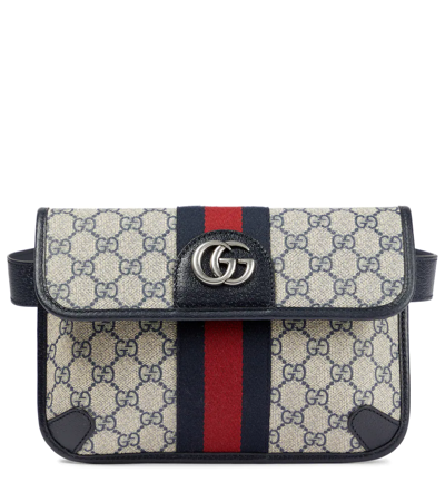 Shop Gucci Ophidia Gg Small Belt Bag In Beige Blu/blu/brb