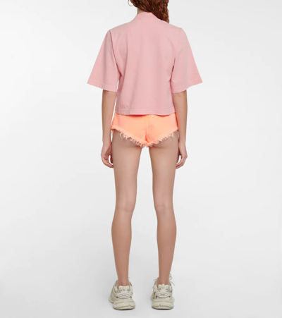 Shop Palm Angels Dancing Bears Cropped Jersey T-shirt In Fuchsia Fl