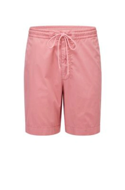 Shop Hugo Boss Slim-fit Shorts In Paper-touch Stretch Cotton In Light Pink