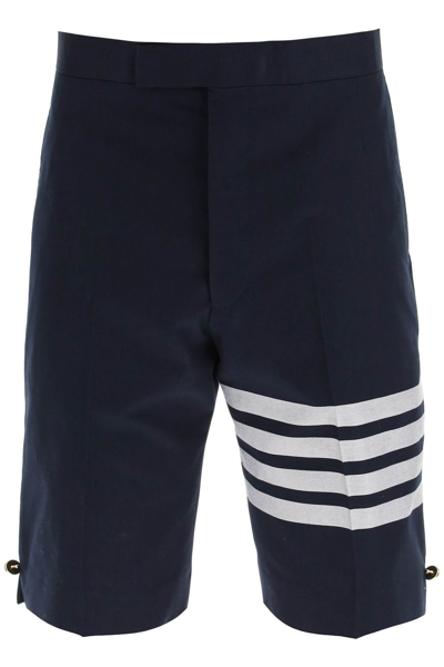 Shop Thom Browne 4-bar Cotton Shorts In Blue