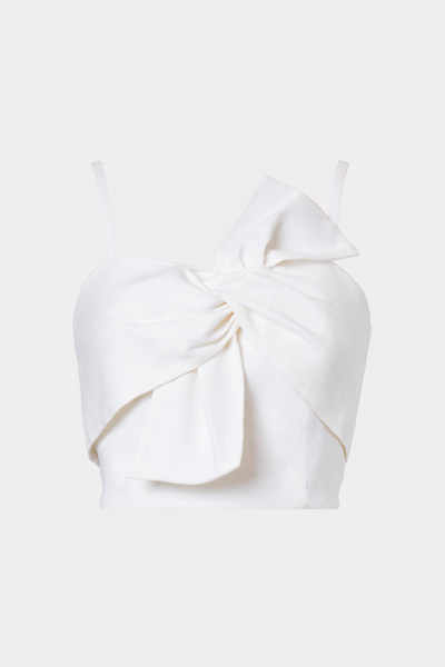 Shop Milly Bree Linen Bow Top In White