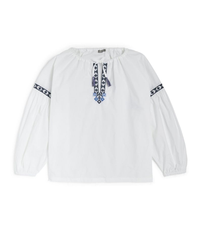 Shop Il Gufo Embroidered Top (3-12 Years) In White