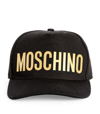 Shop Moschino Cotton Logo Baseball Cap In Black