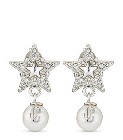 Shop Jimmy Choo Crystal Star Earrings In Silver