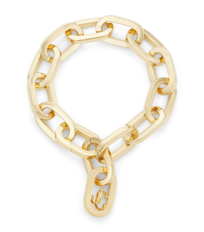 Shop Jimmy Choo Jc Logo Chain Bracelet In Gold