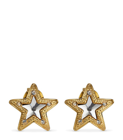 Shop Jimmy Choo Crystal Star Stud Earrings In Gold