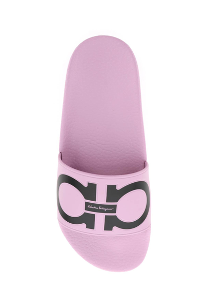 Shop Ferragamo Salvatore  Groovy Slippers With Logo In Mixed Colours