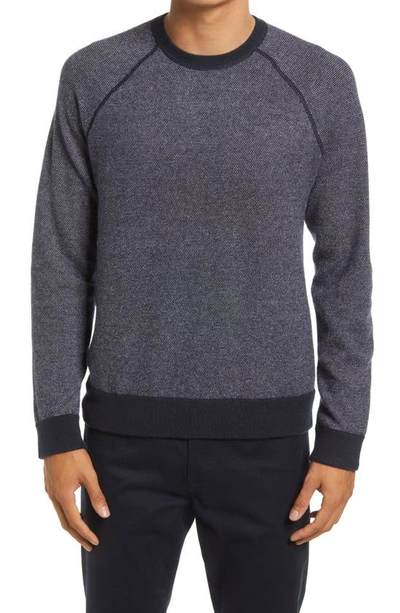 Shop Vince Bird's Eye Wool & Cashmere Pullover In Coastal/ Pearl