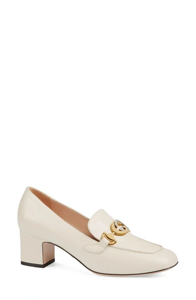 Shop Gucci Loafer Pump In Mystic White