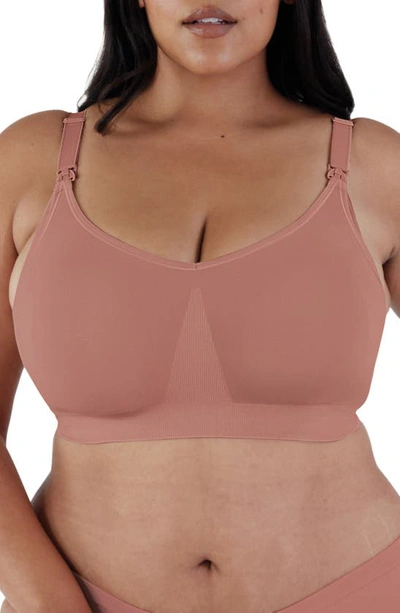 Bravado Designs Body Silk Seamless Recycled Nylon Blend Wireless Maternity/nursing Bra In Rose Clay