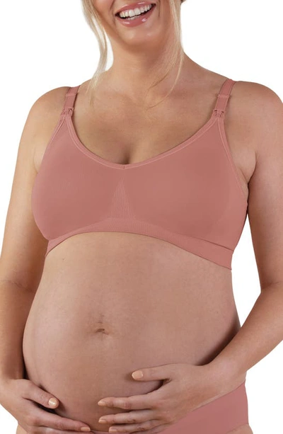 Bravado Designs Body Silk Seamless Recycled Nylon Blend Wireless Maternity/nursing Bra In Rose Clay