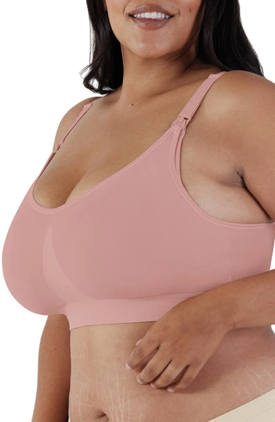 Shop Bravado Designs Body Silk Seamless Recycled Nylon Blend Wireless Maternity/nursing Bra In Dusted Peony