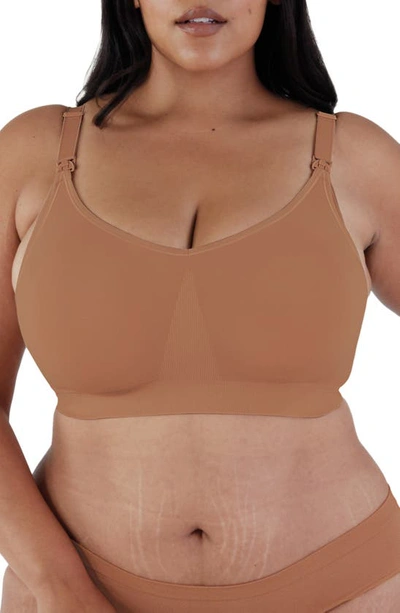 Shop Bravado Designs Body Silk Seamless Recycled Nylon Blend Wireless Maternity/nursing Bra In Cinnamon