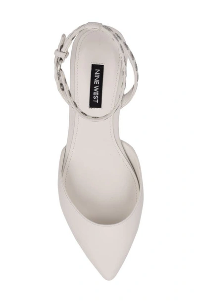 Shop Nine West Brez Ankle Strap Flat In White Leather