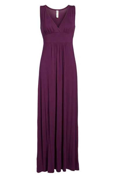 Loveappella Surplice V-neck Knit Maxi Dress In Purple Dark