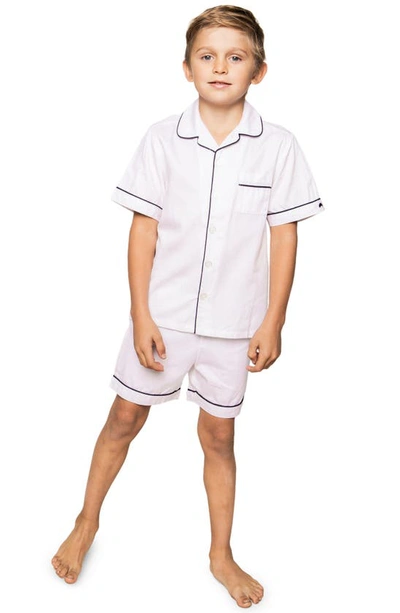 Petite Plume Kid's Classic Pajama Set W/ Contrast Piping In White
