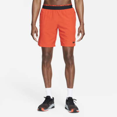 Shop Nike Pro Dri-fit Flex Rep Men's Shorts In Habanero Red,black