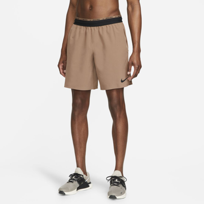 Shop Nike Pro Dri-fit Flex Rep Men's Shorts In Archaeo Brown,black