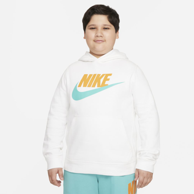 Shop Nike Sportswear Club Fleece Big Kids' Pullover Hoodie (extended Size) In White,light Curry