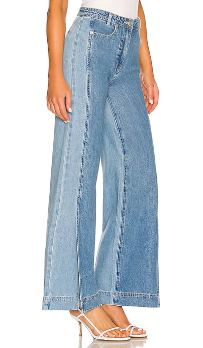 Shop Something Navy Two-toned Wide Leg Denim In Blue