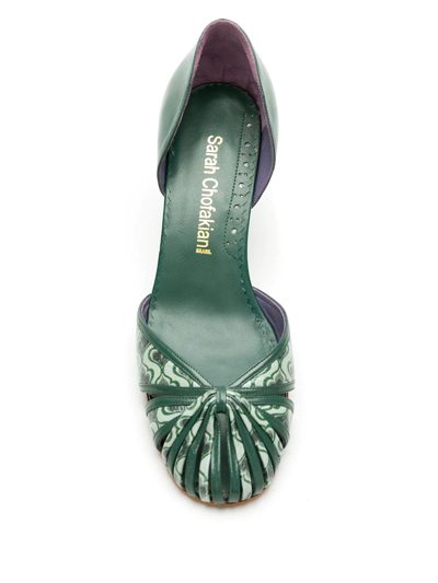 Shop Sarah Chofakian Leather Sarah Pumps In Green