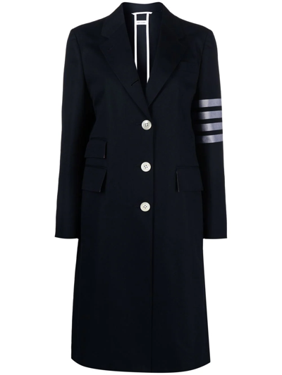 Shop Thom Browne Signature 4-bar Stripe Coat In Blue