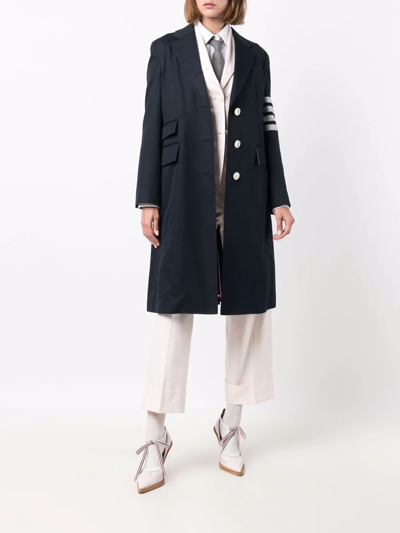 Shop Thom Browne Signature 4-bar Stripe Coat In Blue