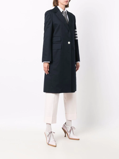 Shop Thom Browne Signature 4-bar Stripe Coat In Blue