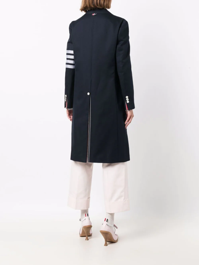 Shop Thom Browne Signature 4-bar Stripe Coat In Blue