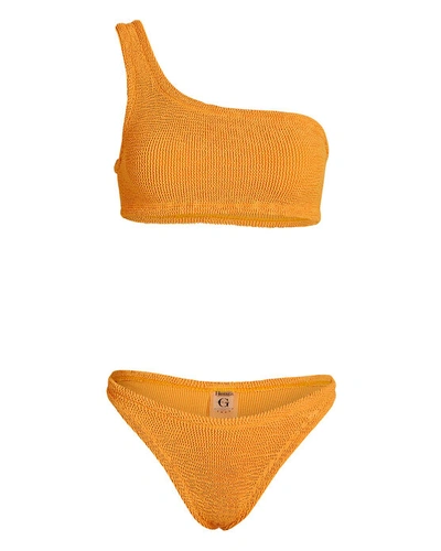 Shop Hunza G Nancy One-shoulder Bikini Set In Orange