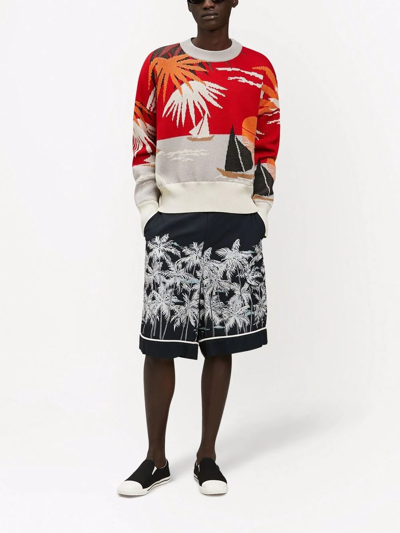 Palm Angels Palms-print Bermuda Shorts In Black